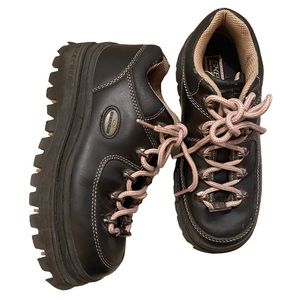 SKECHERS JAMMERS Womens Shoes Size 6.5 Y2K Chunky Platform Black Leather